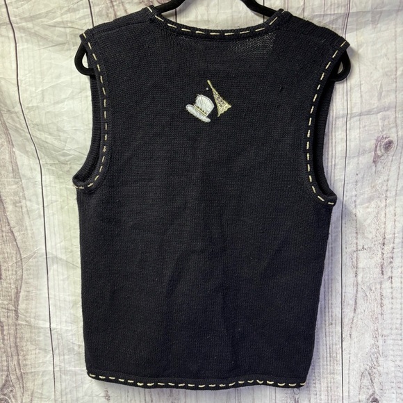 Vintage embroidered New Years Eve Party Black and Gold Festive Vest Small - Picture 2 of 6